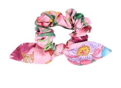 Gucci GG Floral Scrunchie, Silk, Pink/Green, MII, DB, 3*